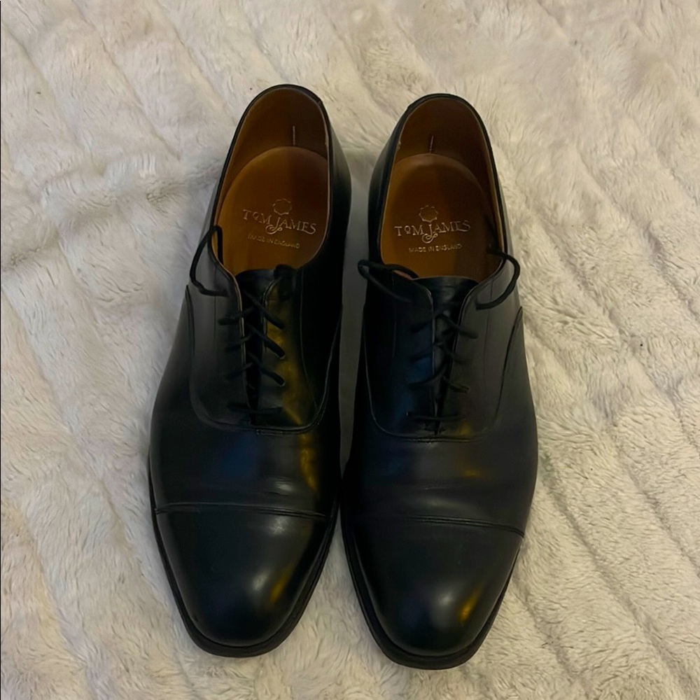 Men’s Tom James Black Dress Oxfords, Style: Brampton, Size: 9.5, EUC!